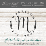 Personalized Round Monogram with Name & Est Date SVG - Commercial Use SVG Files for Cricut & Silhouette