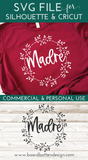"Madre" Round Vines SVG File for Mother's Day | Cricut/Silhouette - Commercial Use SVG Files for Cricut & Silhouette