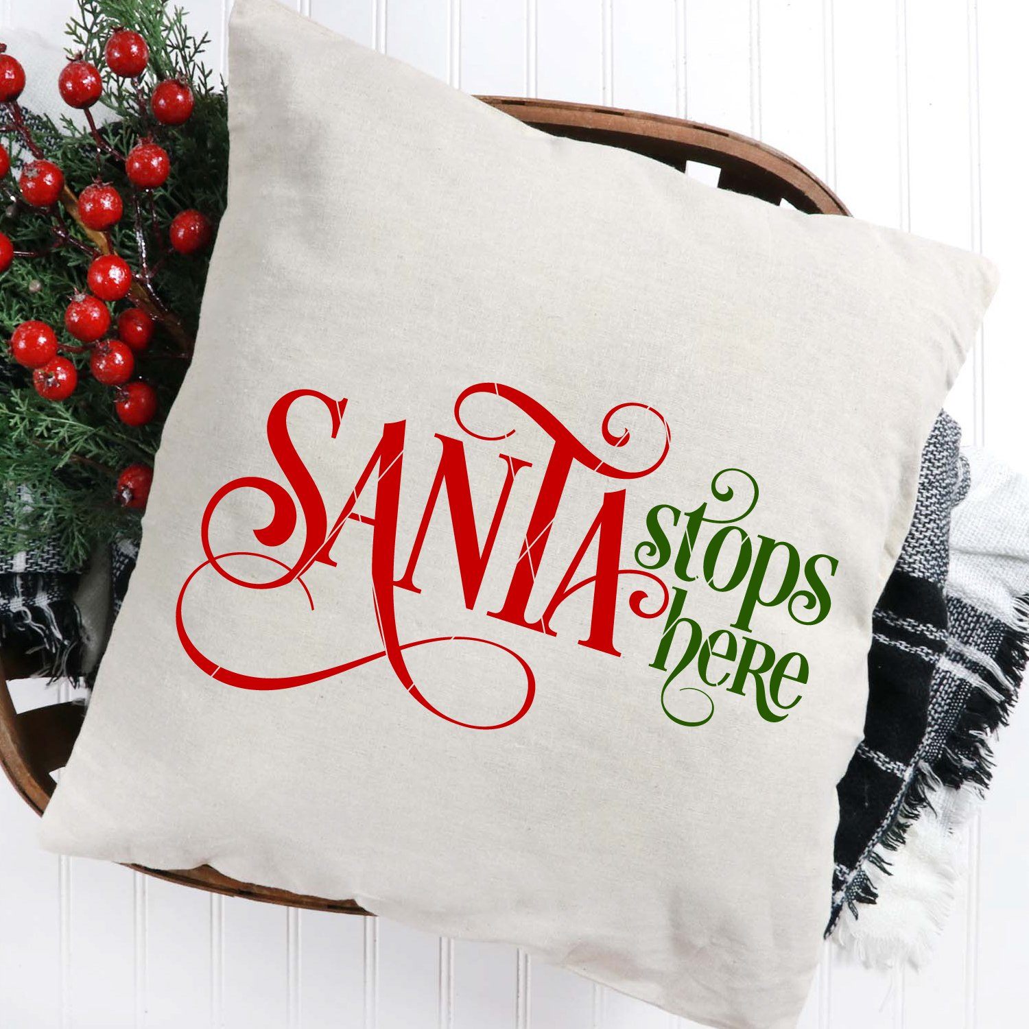 Santa Stops Here SVG File for Christmas - Commercial Use SVG Files for Cricut & Silhouette