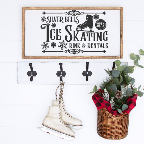 Vintage Christmas Sign SVG Files | Silver Bells Ice Skating Rink SVG Cut File | Cricut Files