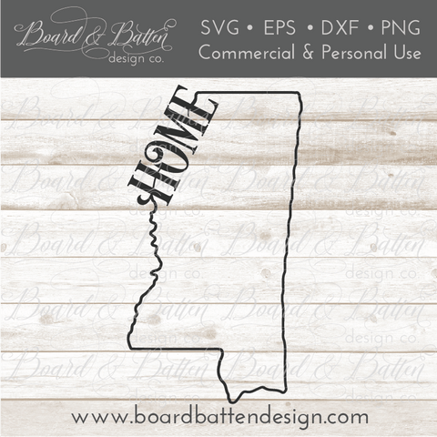 State Outline "Home" SVG File - MS Mississippi
