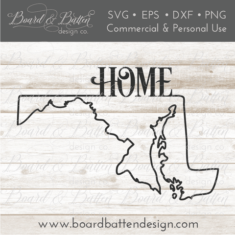 State Outline "Home" SVG File - MD Maryland
