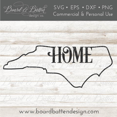 State Outline "Home" SVG File - NC North Carolina