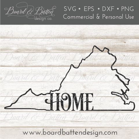 State Outline "Home" SVG File - VA Virginia