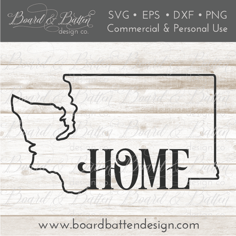 State Outline "Home" SVG File - WA Washington