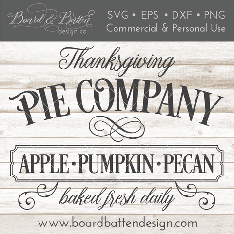 Editable Thanksgiving Pie Company Vintage SVG File