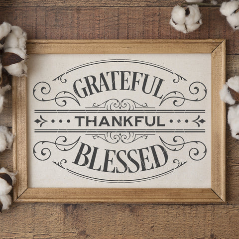 Victorian Style Grateful Thankful Blessed SVG File for Thanksgiving