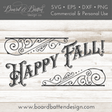Victorian Style Happy Fall SVG Cut File for Autumn - Commercial Use SVG Files for Cricut & Silhouette