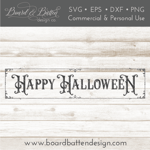 Victorian Happy Halloween Plank Size SVG File