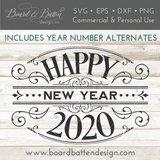 Victorian Style Happy New Year with Number Alternates SVG File - Commercial Use SVG Files for Cricut & Silhouette