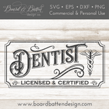 Vintage Dentist Sign SVG File - Commercial Use SVG Files for Cricut & Silhouette
