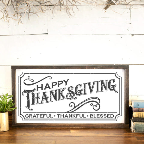 Vintage 12x24 Happy Thanksgiving SVG Cut File