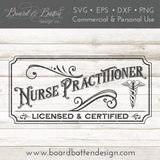 Vintage Nurse Practitioner Sign SVG File - Commercial Use SVG Files for Cricut & Silhouette