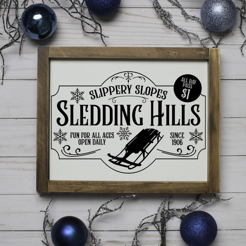 Vintage Sledding Hill SVG File for Christmas Crafts - Cricut/Silhouette/Laser/Glowforge
