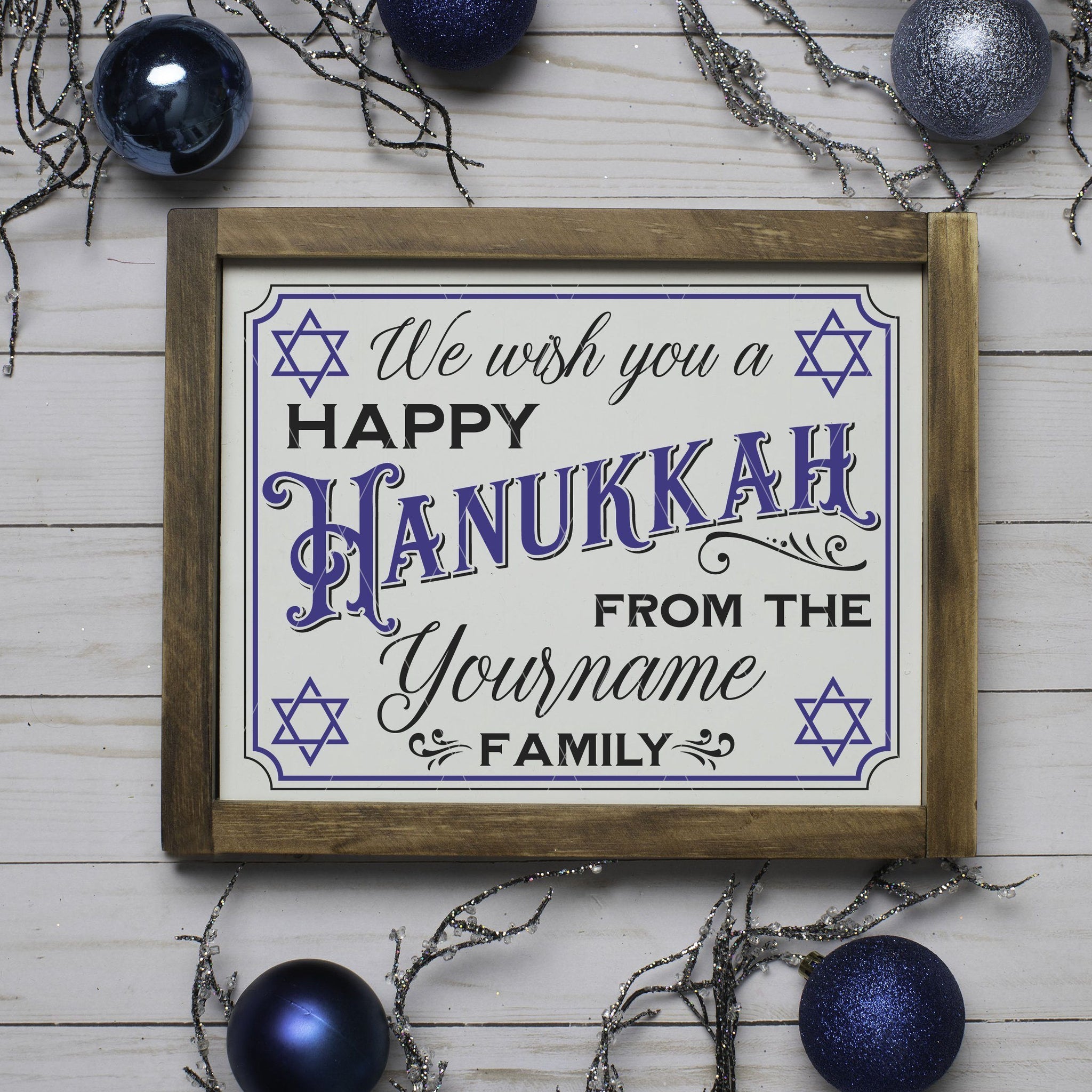 Personalizable We Wish You A Happy Hanukkah 8x10 SVG File - Commercial Use SVG Files for Cricut & Silhouette