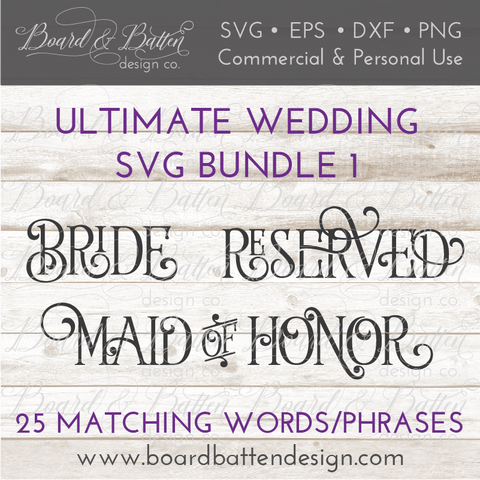 Wedding Words SVG File Bundle Style 1