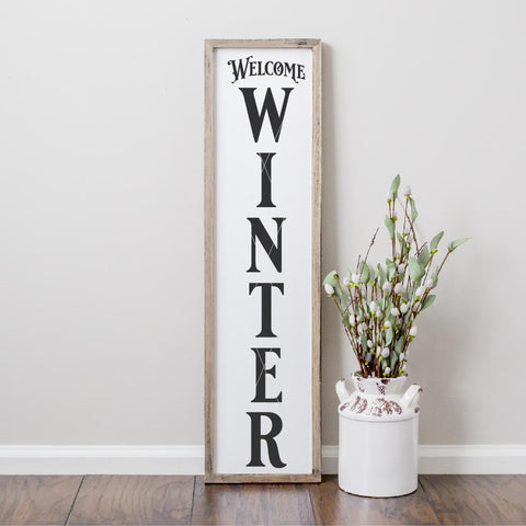 Welcome Winter Vertical Porch Sign SVG File